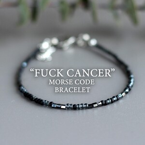 Pulsera de código Morse FUCK CANCER Pulsera de cáncer de mama Superviviente de cáncer Luchador contra el cáncer Apoyo contra el cáncer Regalo para pacientes con cáncer de mama