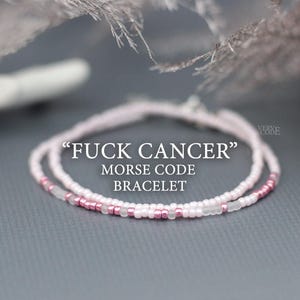 Pulsera de código Morse FUCK CANCER Pulsera de cáncer de mama Superviviente de cáncer Luchador contra el cáncer Apoyo contra el cáncer Regalo para pacientes con cáncer de mama