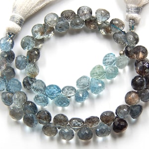 Moss Aquamarine Onion Shape Faceted Beads Teardrop Beads Size 5X6 MM Briolettes Natural Moss Aquamarine Gemstone Wholesale Price