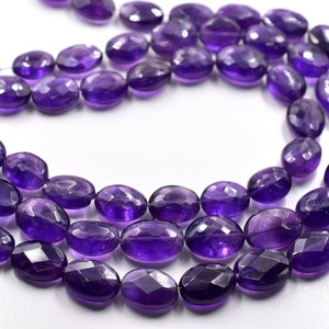 Amethyst Oval Shape Faceted Beads Size 10X13 MM 11&quot;Inches Natural Amethyst Gemstone Wholesale Price