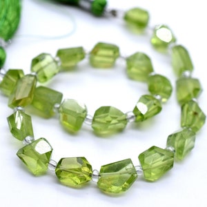 Peridot Faceted Beads Tumble Shape Nugget Beads Size 5X6 MM 8"Inches Natural Peridot Gemstone Wholesale Price