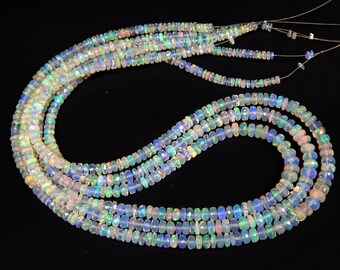 Natural Ethiopian Opal Rondelle Shape Faceted Beads Size 3X5 MM 17'' Inches Strand Briolettes Opal Use For All Type Jewellery