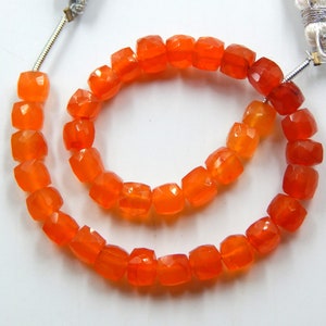 Carnelian Shaded Box Faceted Cube Shape Beads Size 5X6 MM 7&quot;Inches Natural Carnelian Gemstone Wholesale Price