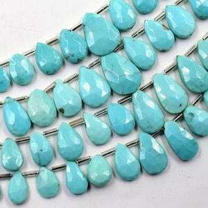 Arizona Turquoise Sleeping Beauty Pear Shape Faceted Teardrop Beads Size 16X11 To 7X5 MM 9"Inches Natural Turquoise Gemstone Wholesale Price