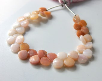 Pink Peruvian Opal Faceted Heart Shape Teardrop Beads Size 7 MM 6''Inches Briolettes Opal Use For All Type Jewellery