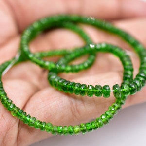 Chrome Diopside Faceted Beads Rondelle Shape Beads Size 3X5 MM 16&quot;Inches Natural Chrome Diopside Gemstone Wholesale Price