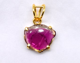 Natural Raw Bi-Color Watermelon Tourmaline Pendant, Dainty Healing Tourmaline, Pink Raw Tourmaline Pendant, Protective Crystal