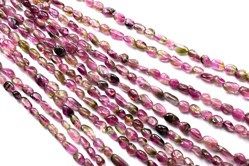Tourmaline Smooth Tumble Shape Nugget Beads Size 3X5 mm 15Inches Natural Bio Tourmaline Gemstone Beads Briolettes Wholesale Price