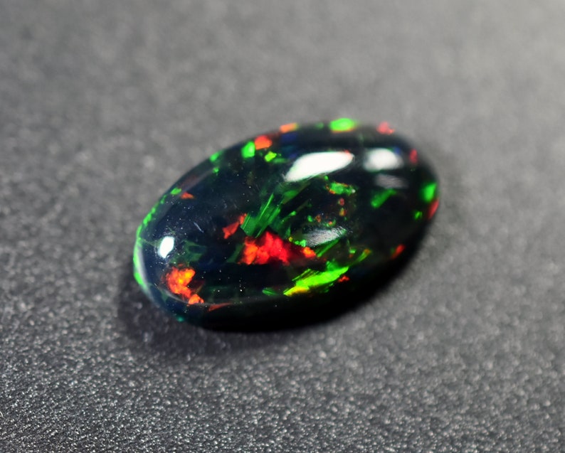 Ethiopian Black Opal Oval Shape 2.55 Cts Flashy Multi Fire Opal Cabochon Use For All Type Jewellery