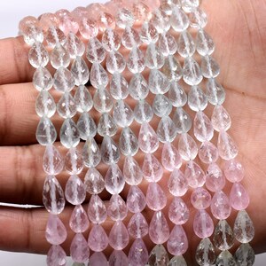 Morganite Teardrop Perles facettées Teardrop Shape Taille 8X6 MM 9 « Pouces Briolettes Morganite naturelle Gemstone Prix de gros