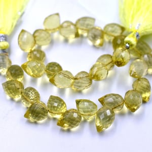 Lemon Quartz Teardrop Shape Faceted Beads drop Beads Size 6X9 To 7X10 MM 7.5&quot; Inches Drop Beads Natural Gemstone Briolettes Wholesale Price