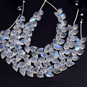 Rainbow Moonstone Teardrop Shape Faceted Beads Drop Beads 6X8 To 7X10 MM 6" Inches Natural Rainbow Briolettes Beads Wholesale Price