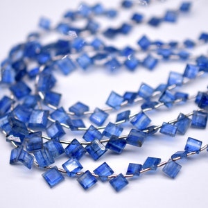 Blue kyanite Kite Shape Faceted Square Beads Briolettes Beads Size 5X8 MM 9&quot;Inches Natural Blue kyanite Gemstone Wholesale Price
