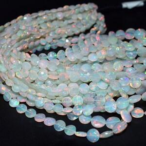 Natürlicher äthiopischer Opal Münzform Facettierte Perlen Größe 5x8 MM, 8&quot;Zoll Strang NATURAL OPAL Für alle Art Schmuck Großhandelspreis