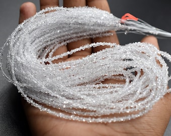 Herkimer Diamond Beads Double Terminated Beads Diamond Raw Size 3X4 MM 16" Inches Wholesale Price