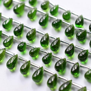 Chrome Diopside Smooth Teardrop Shape Drop Beads Size 3X6 To 4X8 MM 7.5&quot;Inches Briolette Natural Chrome Diopside Gemstone Wholesale Price