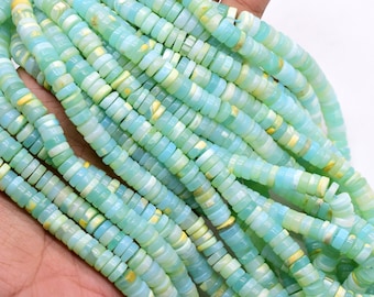 Peruvian Opal Smooth Beads Tyre Shape Size 8X9 MM 16''Inches Blue Peruvian Opal Use For All Type Jewellery