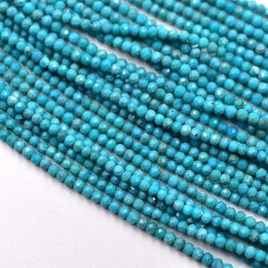 Natural Arizona Turquoise Rondelle Faceted Beads Size 2X2.5 MM 16&quot;Inches Natural Turquoise Gemstone Wholesale Price