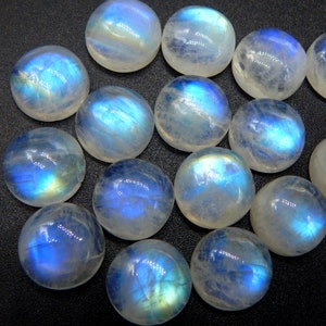 5 Pcs Natural Rainbow Coin Shape Size 13 MM Approx Blue Fire Rainbow Moonstone Use For All Type Jewellery