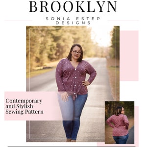 Brooklyn Women's Button Down Top Sewing Pattern, Curved Hem Top Digital Sewing Pattern
