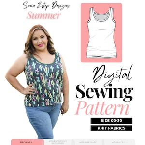 Summer Tank Sewing Pattern, Digital Sewing Pattern