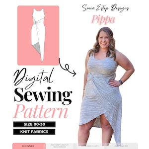 Patrón de costura de vestido Pippa / Patrón de costura digital para mujer / Diseños de Sonia Estep /