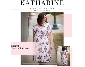 Katharine Dress Digital Sewing Pattern, Maxi PDF Sewing Pattern, Sonia Estep Designs