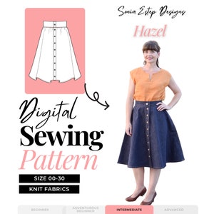 Hazel Skirt Sewing Pattern | Half Circle Skirt Digital Sewing Pattern | Women&#39;s Sewing Pattern | Sonia Estep Designs