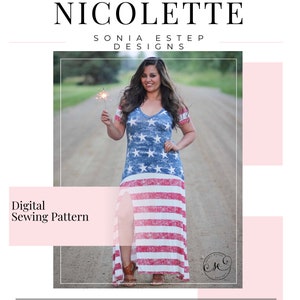 Nicolette Shirt, Tank, & Maxi PDF Sewing Pattern
