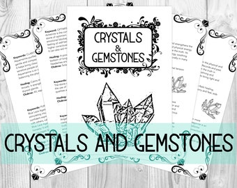 Crystals & Gemstones PDF ~ For Spells and Witch Kits ~ Beautifully Designed Grimoire Pages