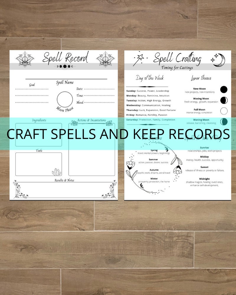 Spell Crafting Planner Organiser PDF Etsy