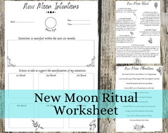 New Moon Ritual Worksheet ~ Set Monthly Intentions and Manifest Your Goals