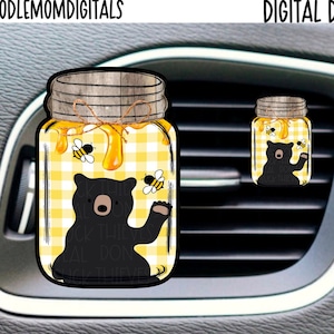 Honey Bear Mason Jar Vent Clip Design: Summer Sublimation PNG (Digital Download)