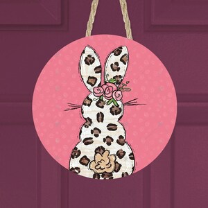 Easter Bunny PNG Design: Leopard Print Door Hanger (Digital Download)