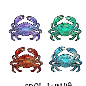 Crabe, lot, été, conception numérique, conception de clip de ventilation, sublimation, PNG, téléchargement numérique, conception de plage, blanc en acrylique, best-seller, été