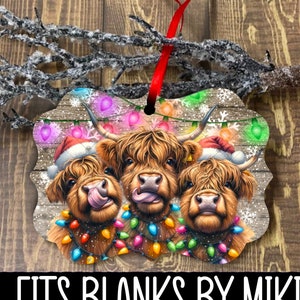 Natal, Benelux, Digital, PNG, Design, Download, Highland Cow, Ornamento, Sublimação, Blanks By Miki, Decoração, Feriado, Ideia para Presente