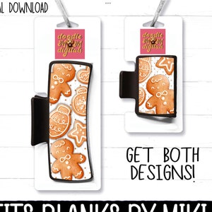 Hair Clip Design, Christmas Design, Gingerbread, Bundle, Claw Clip, Sublimation, PNG, Digital Download, Acrylic, Blanks by Miki, Holiday