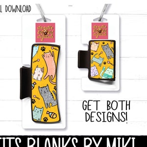 Hair Clip Design, Cat, Cat Lady, Bone, Paw Print, Cat Mom, Kitten, Sublimation, PNG, Digital Download, Hair Clip Design, Blanks by Miki