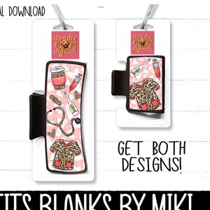 Hair Clip Design, Nurse, Coffee, Scrubs, Thermometer, Sublimation, PNG, Digital Download, Cute, Nurse  Design, Blanks by Miki, Acrylic, Claw