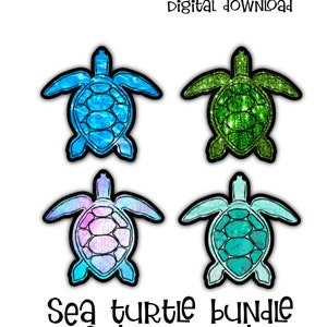 Tortue de mer, lot, été, conception numérique, conception de clip pour évent, sublimation, téléchargement numérique, conception de plage, blanc en acrylique, best-seller, été