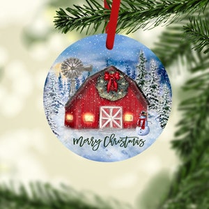 Rustic Christmas Barn Ornament Design: Holiday PNG (Digital Download)