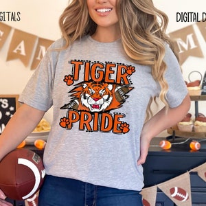 Tiger Pride Football Team PNG: School Spirit T-Shirt Design (Digital Download)