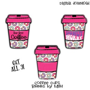 Lot de tasses à café, à emporter, Freshies Design, conception numérique, clip pour évent, PNG, sublimation, téléchargement numérique, acrylique, citations de café, amusant
