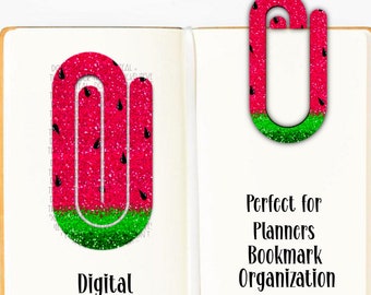 Watermelon Paper Clip Design: Fun PNG Bookmark (Digital Design)