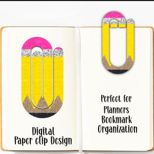 Büroklammer, Digital Design, Sublimation, Bleistift Themed, Lehrer, Geschenk, Lesezeichen, PNG, Planer, Schule, Blanks Design, Bestseller, Planer