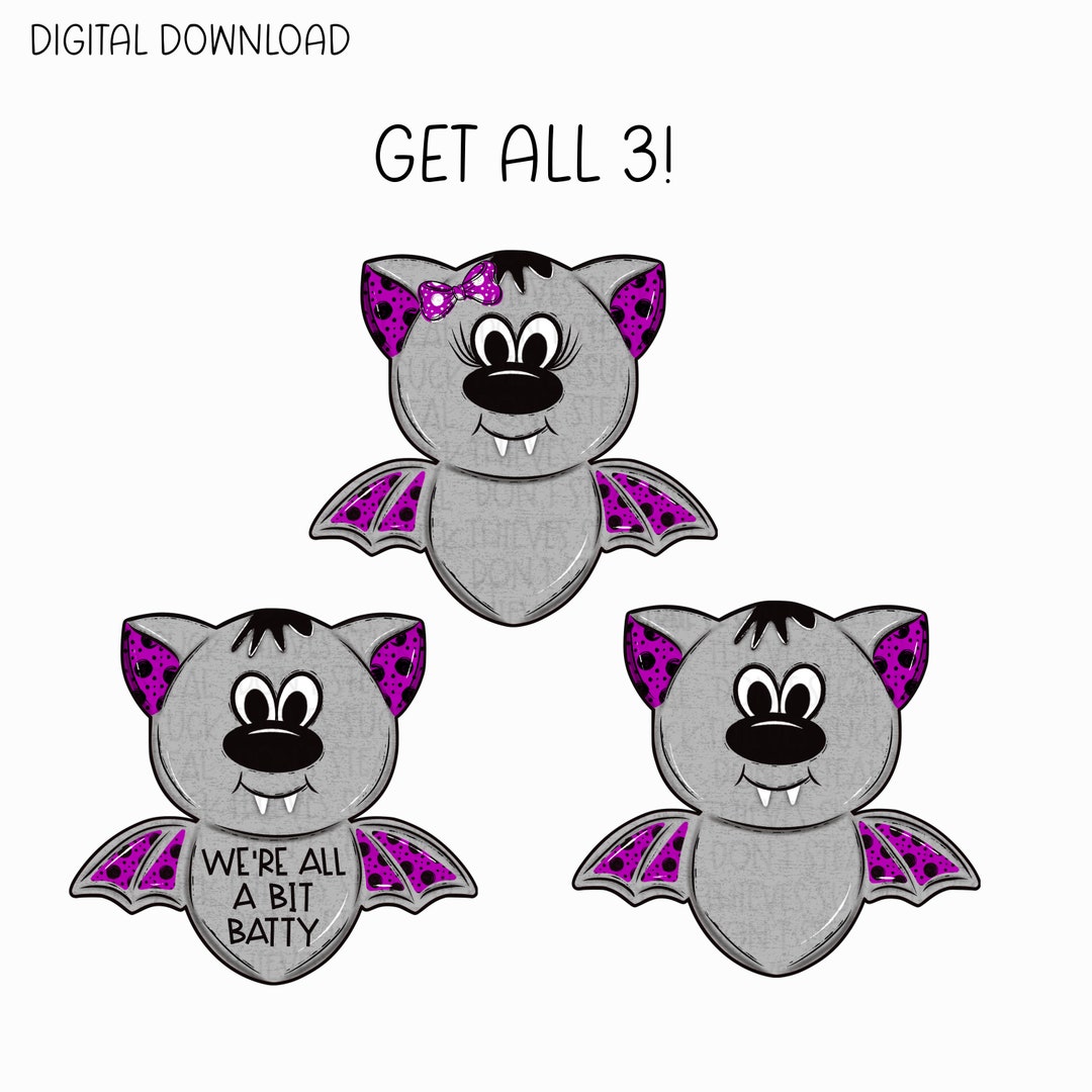 Chubby Bat Halloween Cute Bat Design Purple Were All Etsy