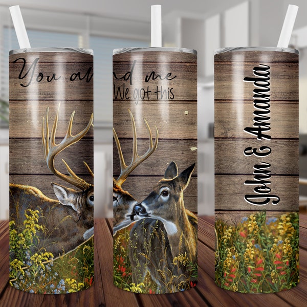 Buck & Doe, Deer, You and Me, Couple, Love, Wildlife, Tumbler, Wrap, Sublimation, Download Only, Design,PNG,20 Ounce,Skinny, Cup