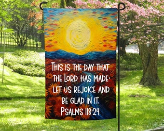 Psalms, Scripture Design, Sunset, Bible Verse, Rejoice, Garden Flag, Home, Welcome,  Sublimation, Digital, PNG, Design,Download,Print