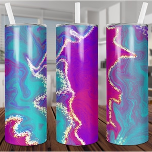 Glitter Agate Tumbler Design: Pink, Purple, Teal (Digital Download)