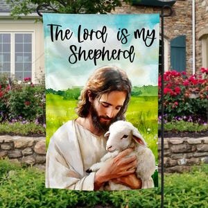 Diseño de Jesús, Pascua, Primavera, Bandera de Jardín, Pastor, Cristiano, Escritura, Cordero, Hogar, Bienvenido, Sublimación, Digital, PNG, Diseño, Descargar